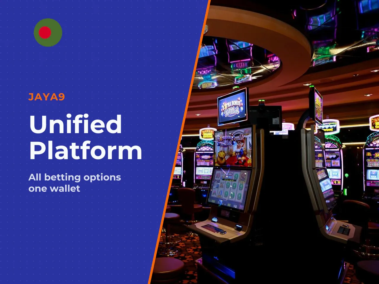 Casino Games, Live Casino & Sports Betting in a Single Account. The platform's technical architecture ties the Jaya9 casino and sports betting to a unified wallet. Switching between table games, slots